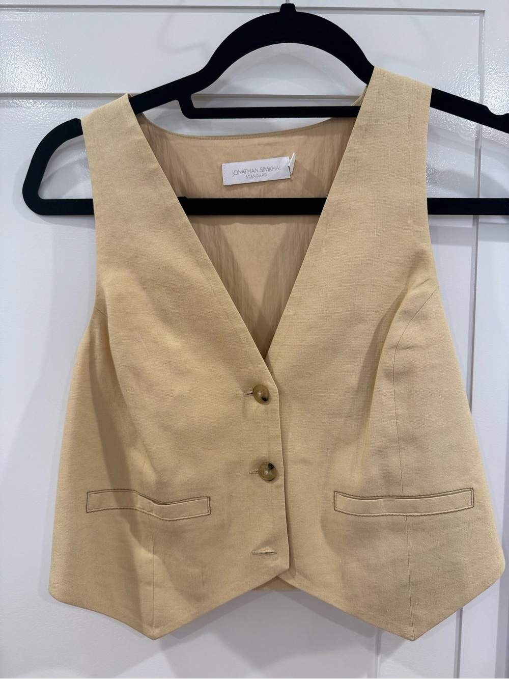 Jonathan Simkhai Cream Vest with Black Trim